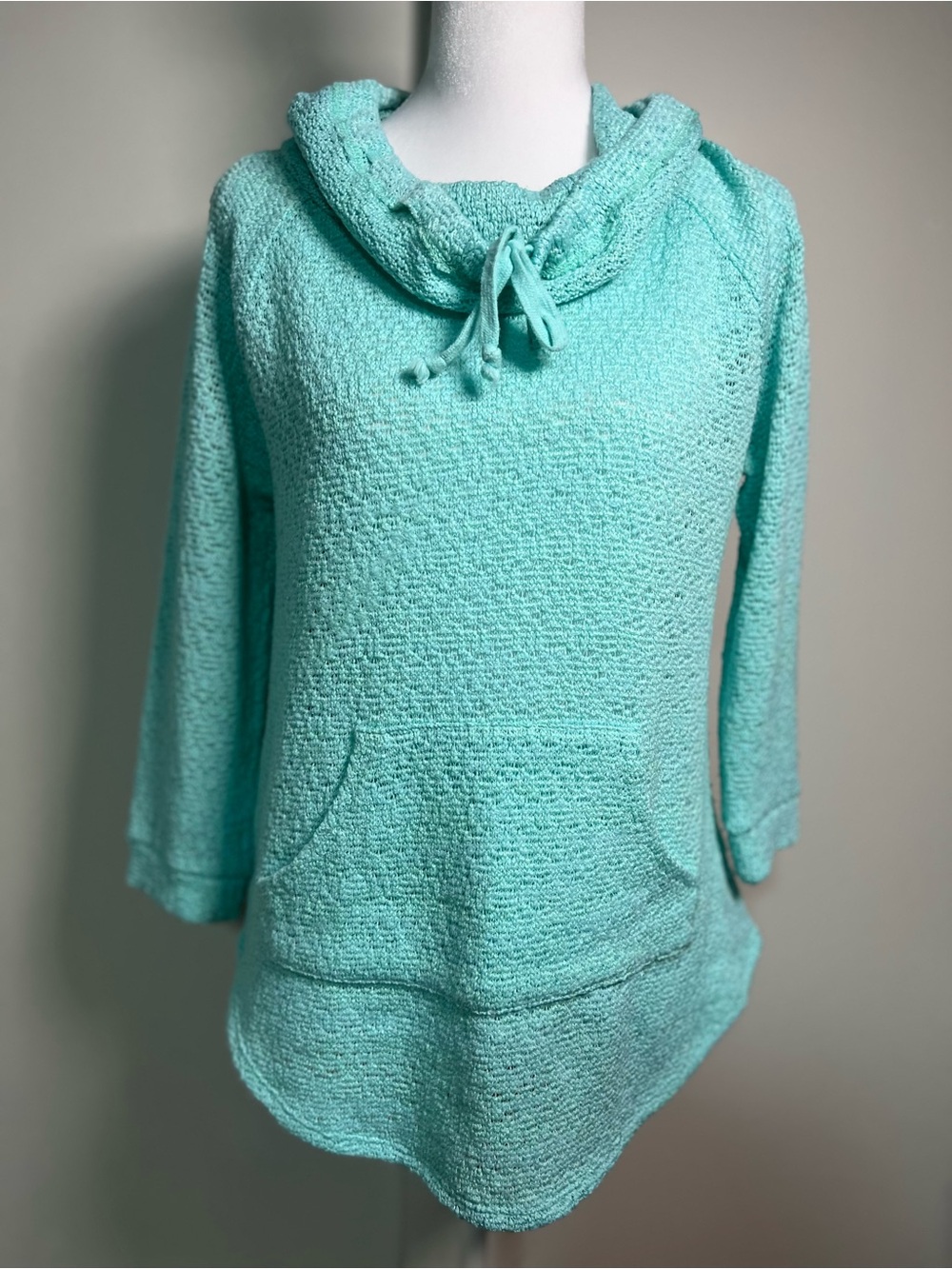 No Boundaries Aqua Knit Cowl-Neck Hoodie